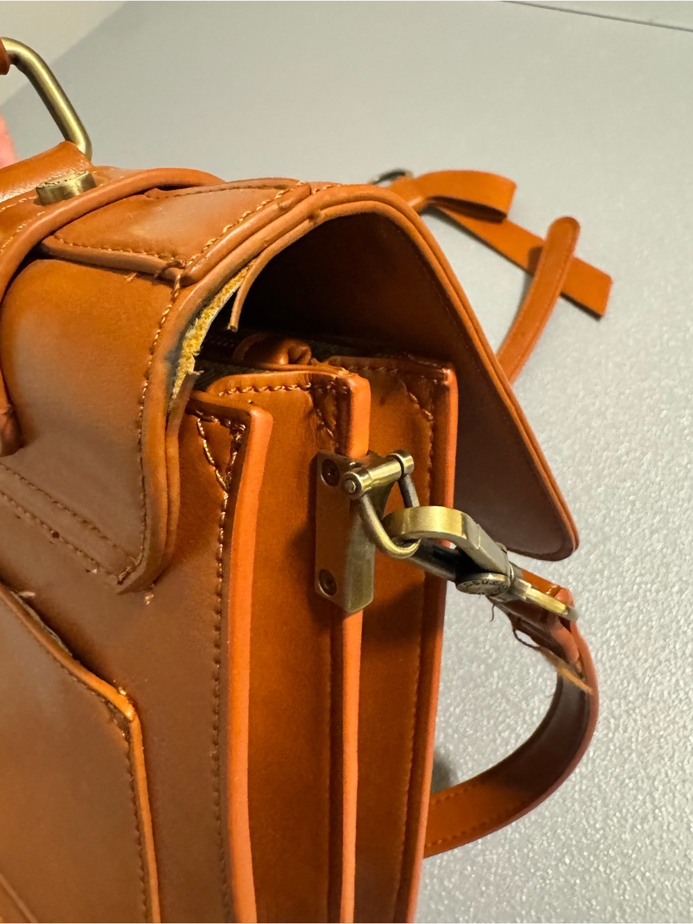 Ecosusi Structured Bow-Accent Satchel Bag in Tan - Picture 9 of 9